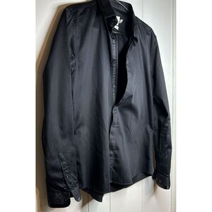 Topman‎ Men's  Premium Slim Fit Shirt Small Black Formal Button Up Long Sleeve